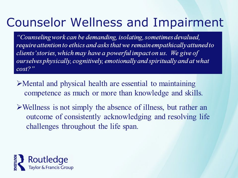 Counselor wellness and impairment
